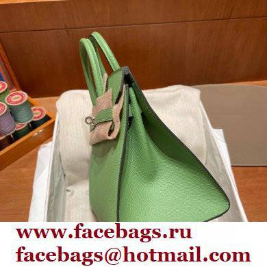 Hermes Birkin 25cm Bag in Original epsom Leather vert criquet with SILVER hardware handmade - Click Image to Close