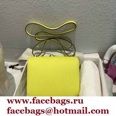 Hermes Constance 18 in original Epsom Leather lemon yellow with silver Hardware
