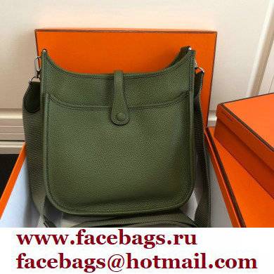 Hermes Evelyne III PM Bag Army Green with Silver Hardware