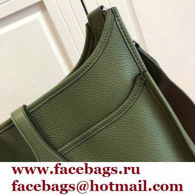 Hermes Evelyne III PM Bag Army Green with Silver Hardware