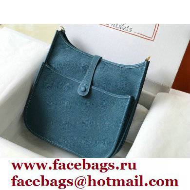 Hermes Evelyne III PM Bag Denim Blue with Gold Hardware Half Handmade