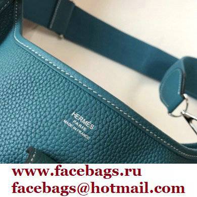Hermes Evelyne III PM Bag Denim Blue with Silver Hardware