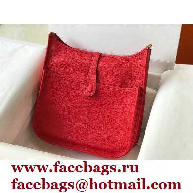 Hermes Evelyne III PM Bag Red with Gold Hardware Half Handmade