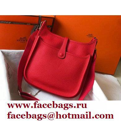 Hermes Evelyne III PM Bag Red with Silver Hardware