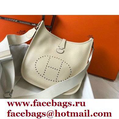 Hermes Evelyne III PM Bag White with Silver Hardware