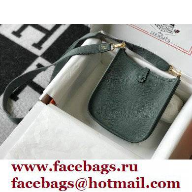 Hermes Mini Evelyne Bag Almond Green with Gold Hardware Half Handmade