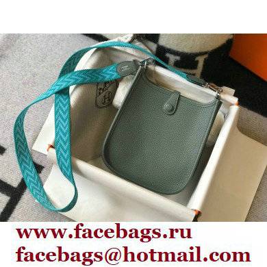 Hermes Mini Evelyne Bag Almond Green with Silver Hardware