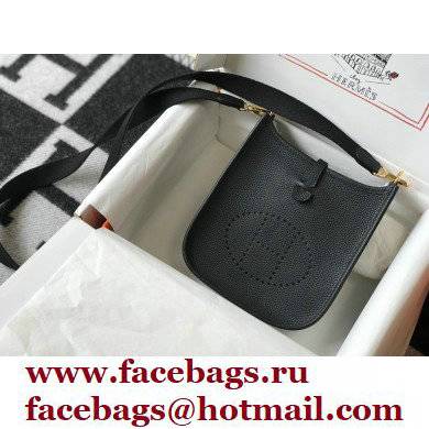 Hermes Mini Evelyne Bag Black with Gold Hardware Half Handmade