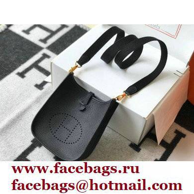 Hermes Mini Evelyne Bag Black with Gold Hardware Half Handmade