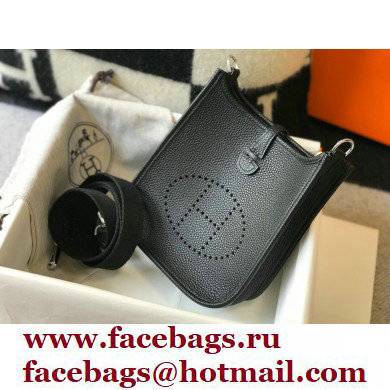 Hermes Mini Evelyne Bag Black with Silver Hardware - Click Image to Close