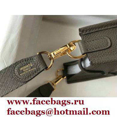 Hermes Mini Evelyne Bag Etain Grey with Gold Hardware Half Handmade