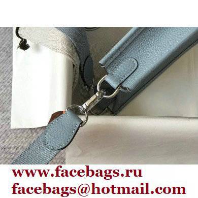 Hermes Mini Evelyne Bag Linen Blue with Silver Hardware