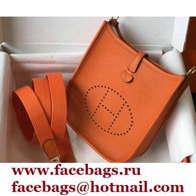 Hermes Mini Evelyne Bag Orange with Gold Hardware Half Handmade