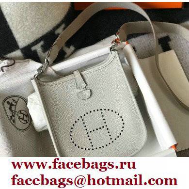Hermes Mini Evelyne Bag Pearl Grey with Silver Hardware