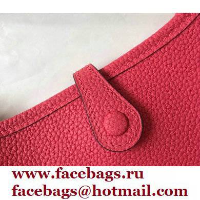 Hermes Mini Evelyne Bag Rouge Pink with Gold Hardware Half Handmade