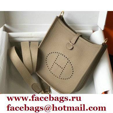 Hermes Mini Evelyne Bag Trench Grey with Gold Hardware Half Handmade