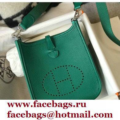 Hermes Mini Evelyne Bag Vertigo Green with Silver Hardware