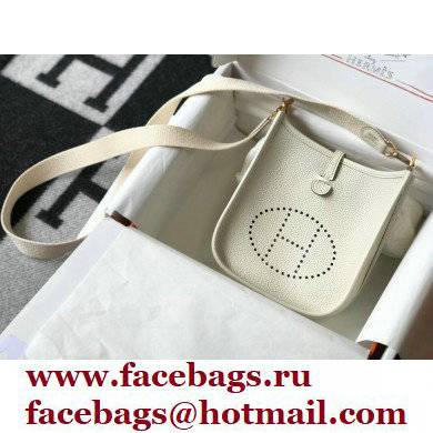 Hermes Mini Evelyne Bag White with Gold Hardware Half Handmade