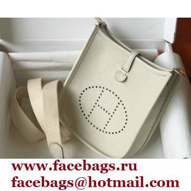 Hermes Mini Evelyne Bag White with Gold Hardware Half Handmade - Click Image to Close