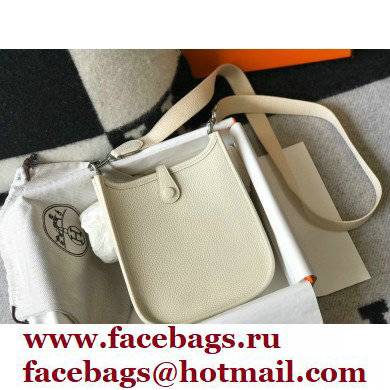 Hermes Mini Evelyne Bag White with Silver Hardware