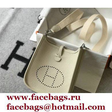 Hermes Mini Evelyne Bag White with Silver Hardware