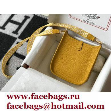 Hermes Mini Evelyne Bag Yellow with Gold Hardware Half Handmade