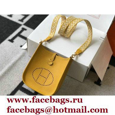 Hermes Mini Evelyne Bag Yellow with Gold Hardware Half Handmade