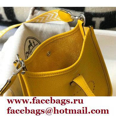 Hermes Mini Evelyne Bag Yellow with Silver Hardware