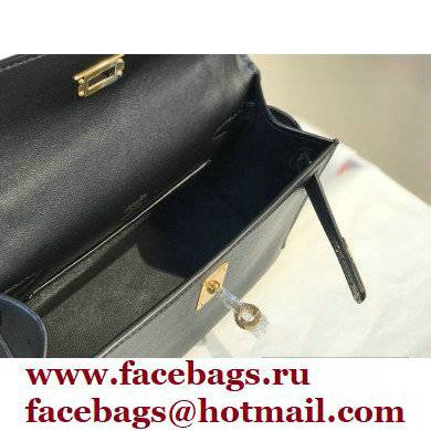 Hermes Mini Kelly 22 Pochette Bag Black in Swift Leather with Gold Hardware