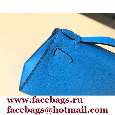 Hermes Mini Kelly 22 Pochette Bag Izmir Blue in Swift Leather with Silver Hardware