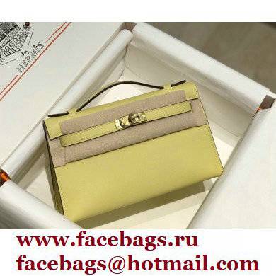 Hermes Mini Kelly 22 Pochette Bag Light Yellow in Swift Leather with Gold Hardware