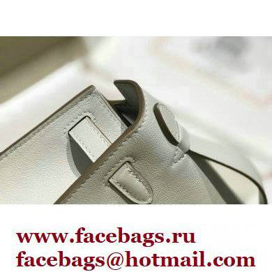 Hermes Mini Kelly 22 Pochette Bag Pear Grey in Swift Leather with Silver Hardware