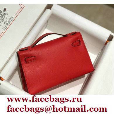 Hermes Mini Kelly 22 Pochette Bag Red in Swift Leather with Gold Hardware