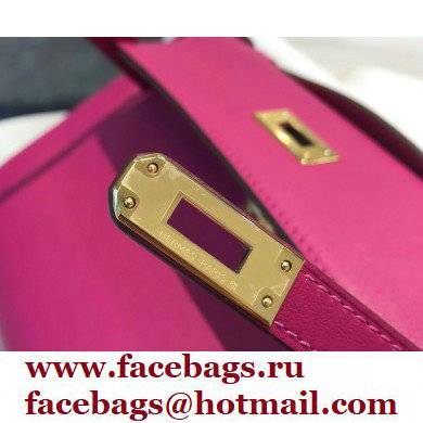 Hermes Mini Kelly 22 Pochette Bag Rose Purple in Swift Leather with Gold Hardware