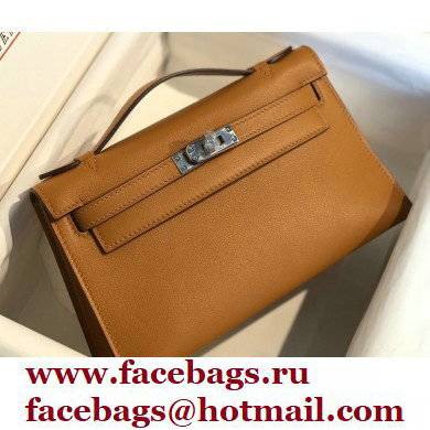 Hermes Mini Kelly 22 Pochette Bag Sesame in Swift Leather with Silver Hardware