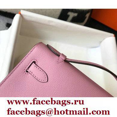 Hermes Mini Kelly 22 Pochette Bag mauve in epsom Leather with Gold Hardware