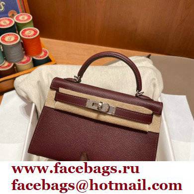 Hermes Mini Kelly II Handbag bordeaux original epsom leather