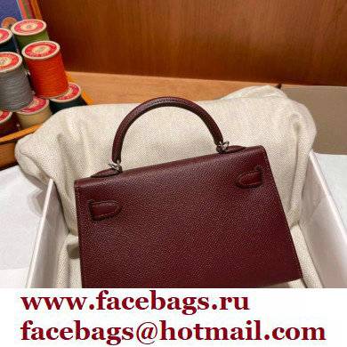 Hermes Mini Kelly II Handbag bordeaux original epsom leather