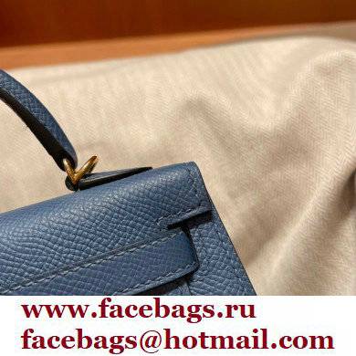 Hermes Mini Kelly II Handbag deep blue original epsom leather