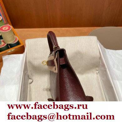Hermes Mini Kelly II Handbag in lizard leather bordeaux handmade