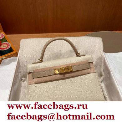 Hermes Mini Kelly II Handbag in original epsom leather craie/gray
