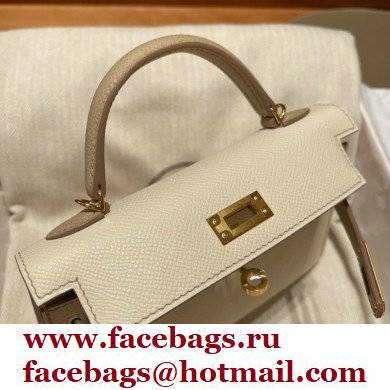 Hermes Mini Kelly II Handbag in original epsom leather craie/gray - Click Image to Close