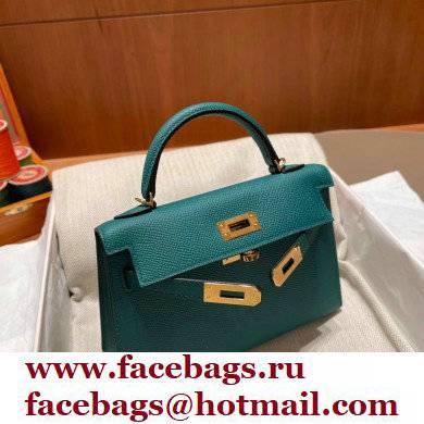 Hermes Mini Kelly II Handbag malachite original epsom leather