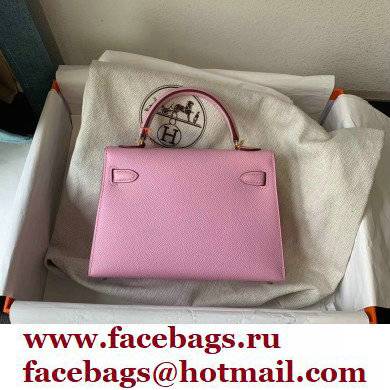 Hermes Mini Kelly II Handbag original epsom leather mauve - Click Image to Close