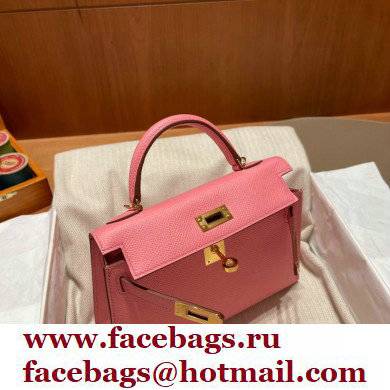 Hermes Mini Kelly II Handbag rose confetti original epsom leather