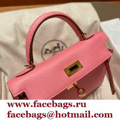 Hermes Mini Kelly II Handbag rose confetti original epsom leather