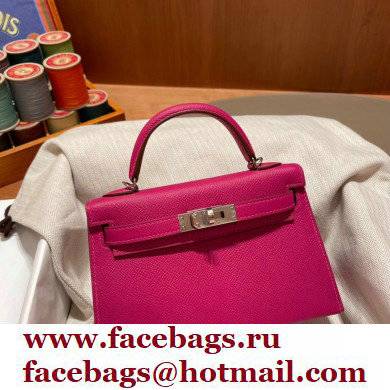Hermes Mini Kelly II Handbag rose pourpre original epsom leather
