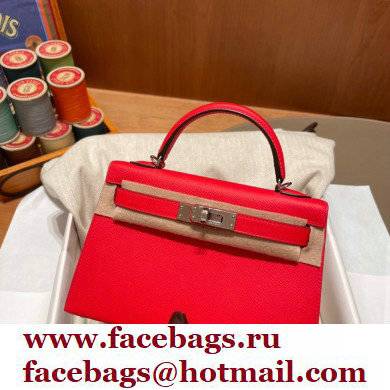 Hermes Mini Kelly II Handbag rouge de coeur original epsom leather - Click Image to Close