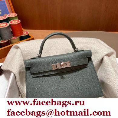 Hermes Mini Kelly II Handbag vert amanda original epsom leather