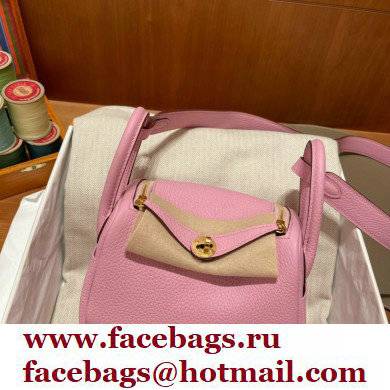 Hermes Mini Lindy 19cm Bag in original togo leather mauve